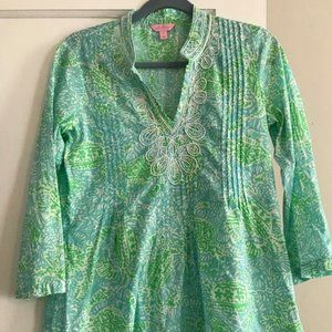 Lilly Pulitzer Women’s Sarasota Tunic - Get Crackin’ Crab, Blue Green Small
